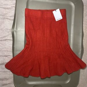 Red/Orange Ribbed Flare Skirt Olivaceous